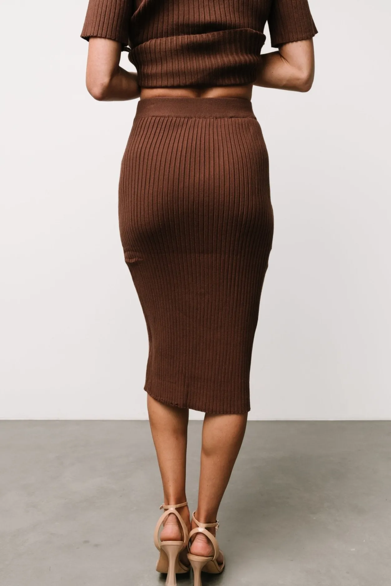 Discount Baltic Born Stormi Ribbed Midi Skirt | Brown