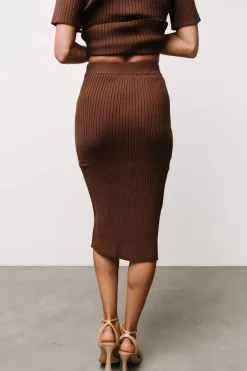 Discount Baltic Born Stormi Ribbed Midi Skirt | Brown