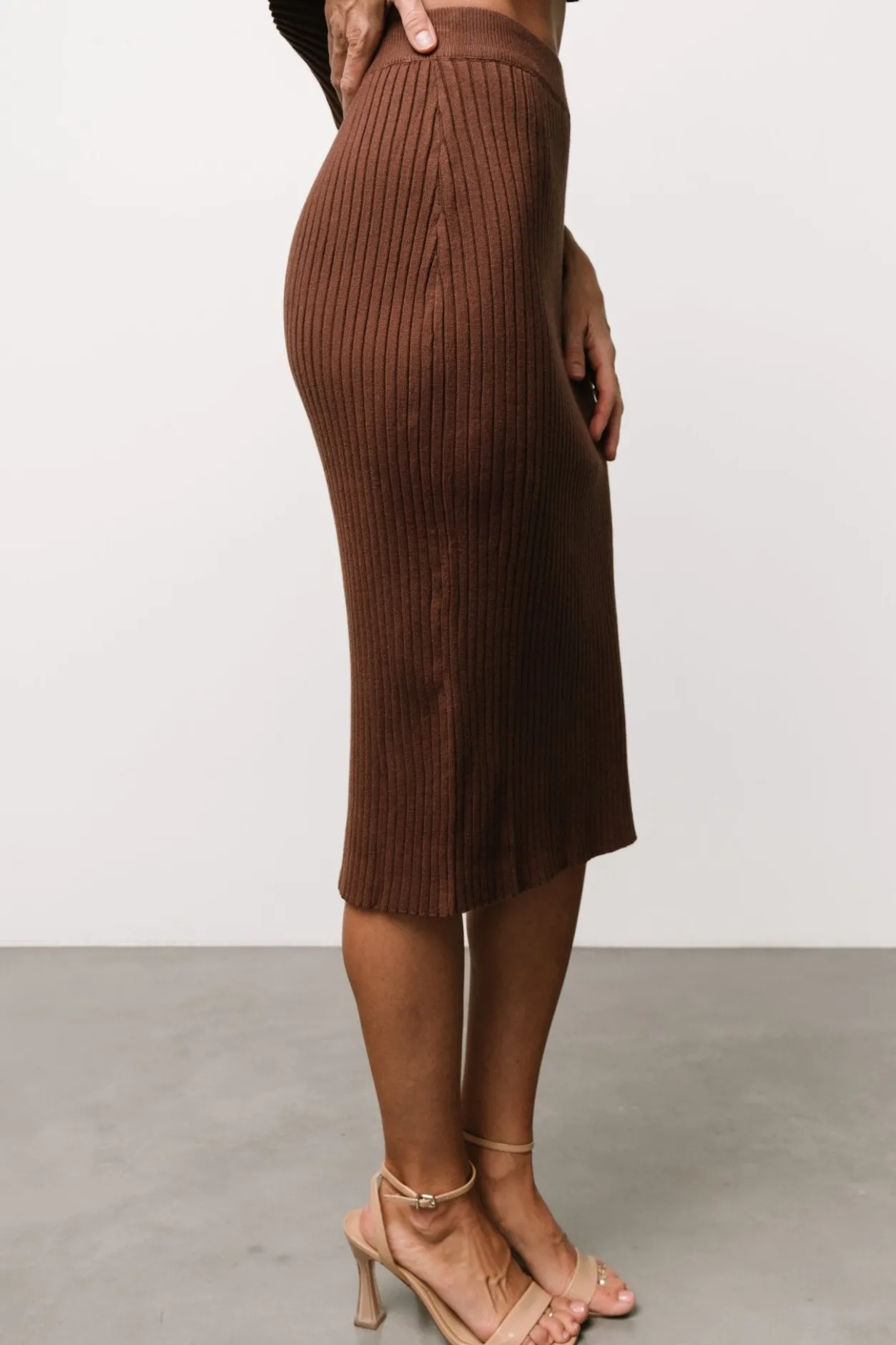 Discount Baltic Born Stormi Ribbed Midi Skirt | Brown