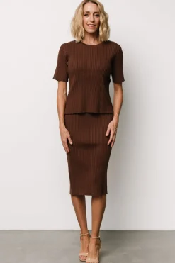 Clearance Baltic Born Stormi Ribbed Sweater Top | Brown