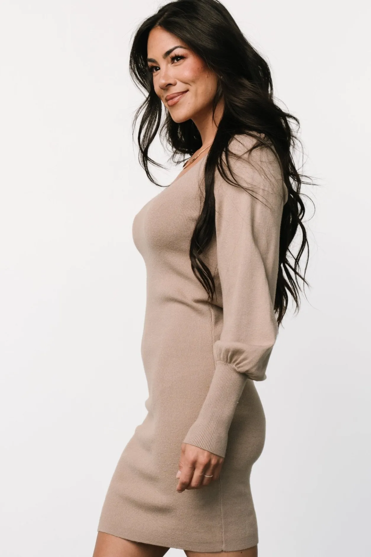 Discount Baltic Born Suki V Neck Sweater Dress | Mocha