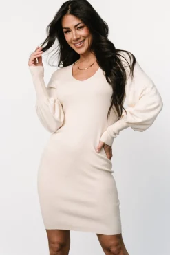 Clearance Baltic Born Suki V Neck Sweater Dress | Cream