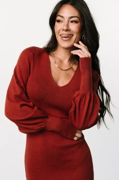 Online Baltic Born Suki V Neck Sweater Dress | Brick