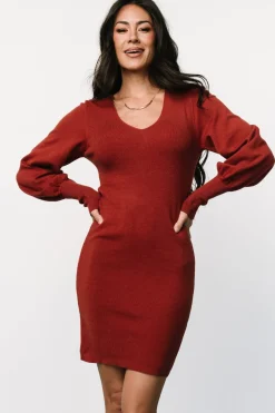 Online Baltic Born Suki V Neck Sweater Dress | Brick