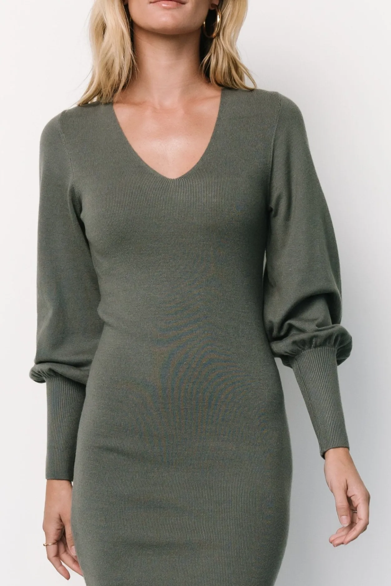 Clearance Baltic Born Suki V Neck Sweater Dress | Winter Green WinterGreen