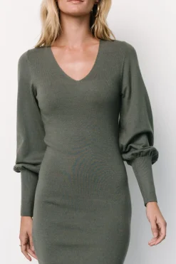 Clearance Baltic Born Suki V Neck Sweater Dress | Winter Green WinterGreen