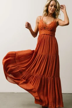 Hot Baltic Born Summerlin Lace Top Maxi Dress | Rust