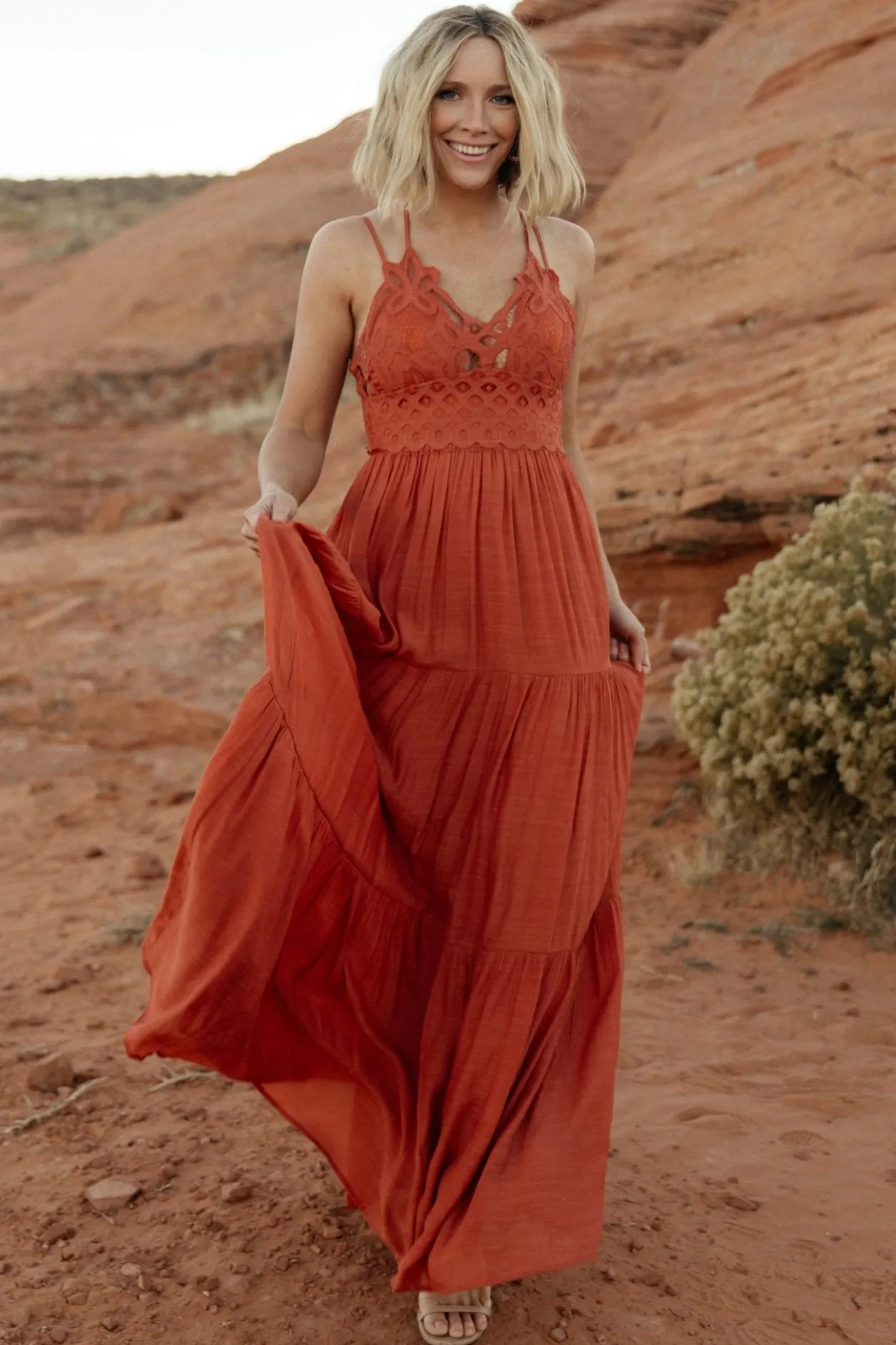 Hot Baltic Born Summerlin Lace Top Maxi Dress | Rust