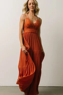 Hot Baltic Born Summerlin Lace Top Maxi Dress | Rust