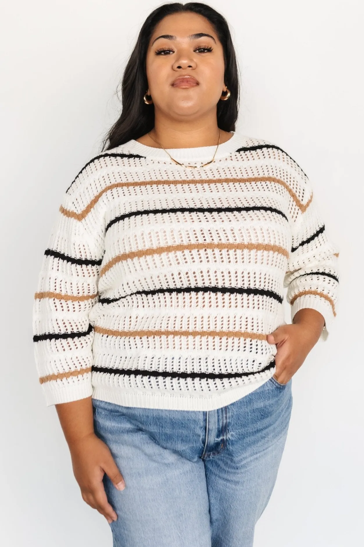Outlet Baltic Born Sundance Knit Sweater Top | Ivory Multi Stripe IvoryMultiStripe