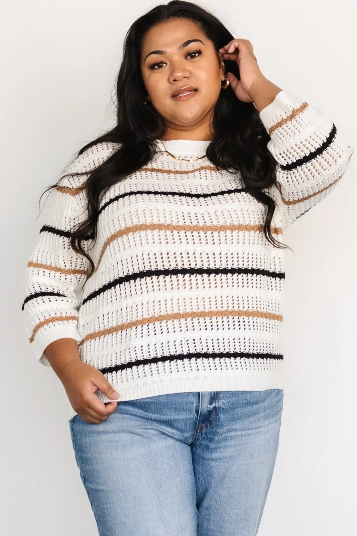 Outlet Baltic Born Sundance Knit Sweater Top | Ivory Multi Stripe IvoryMultiStripe