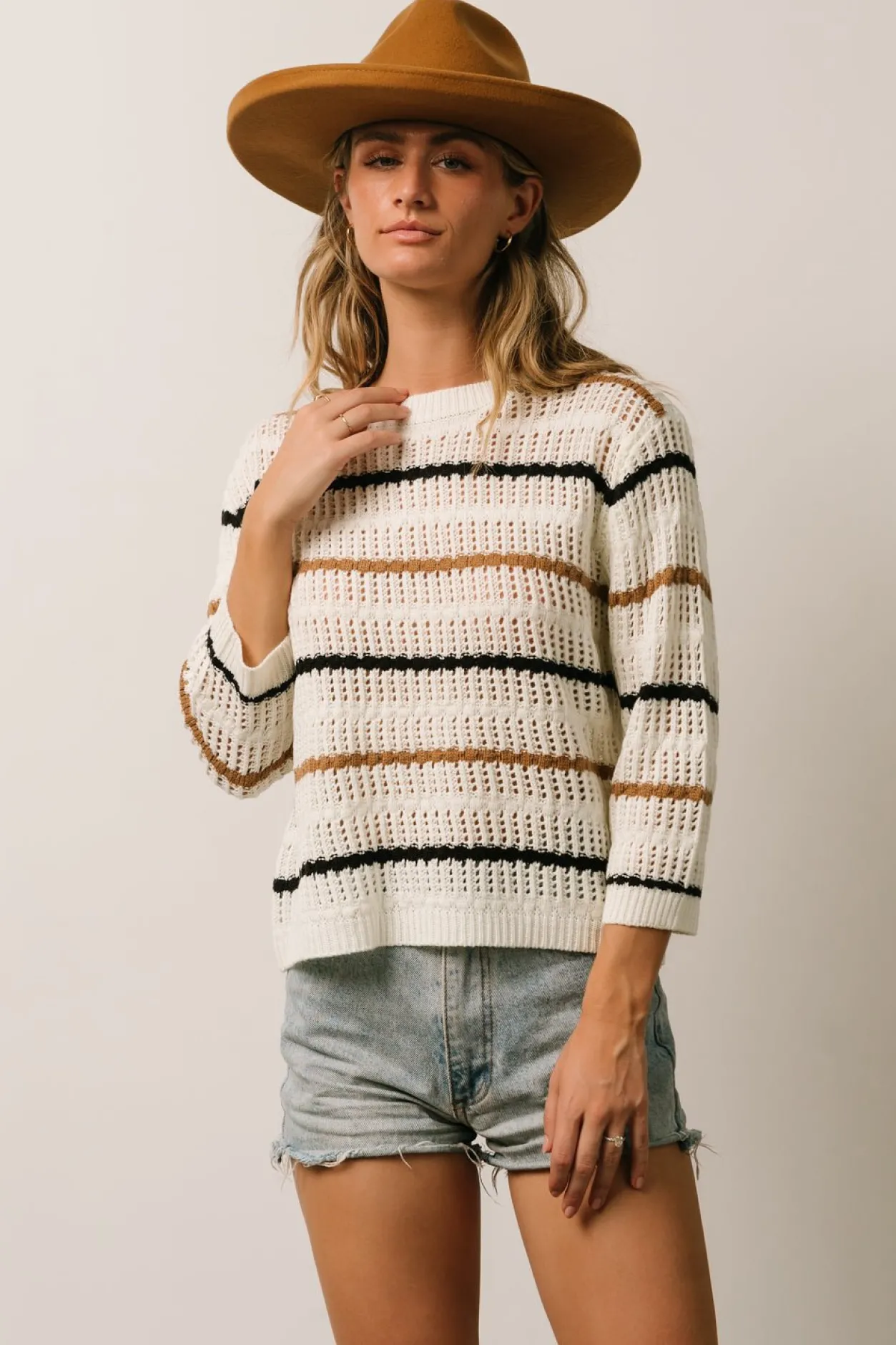 Outlet Baltic Born Sundance Knit Sweater Top | Ivory Multi Stripe IvoryMultiStripe