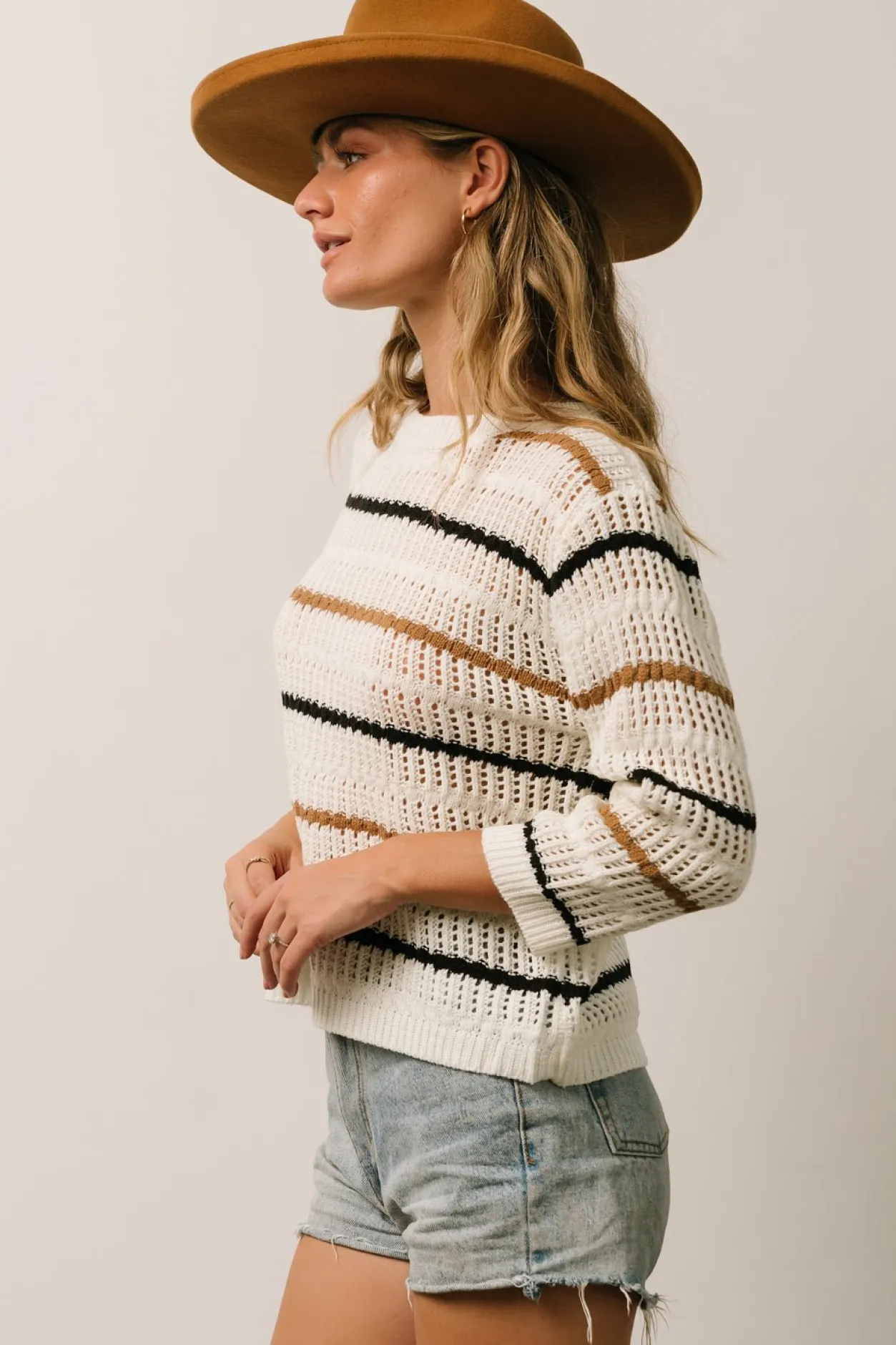 Outlet Baltic Born Sundance Knit Sweater Top | Ivory Multi Stripe IvoryMultiStripe