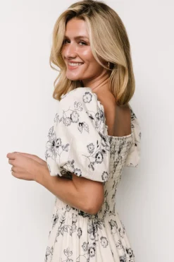 Best Baltic Born Susanna Smocked Maxi Dress | Ivory + Blue Floral Ivory+BlueFloral