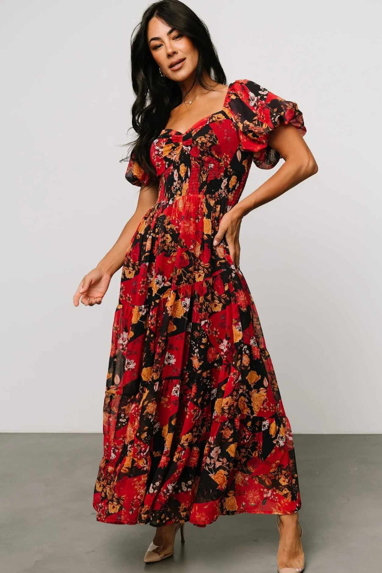 Sale Baltic Born Suzy Maxi Dress | Black + Red Multi Black+RedMulti