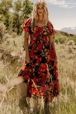 Sale Baltic Born Suzy Maxi Dress | Black + Red Multi Black+RedMulti