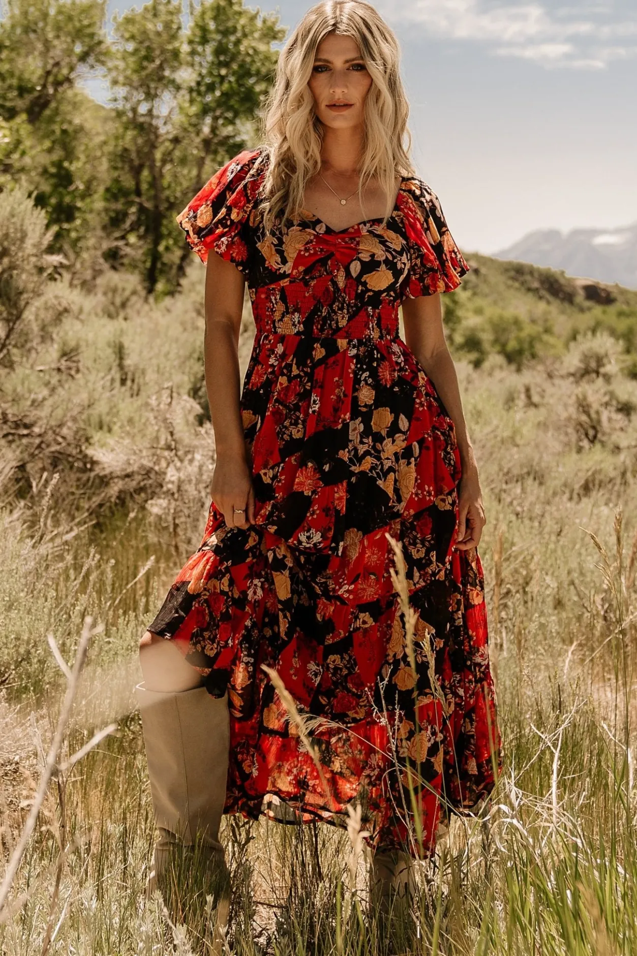 Sale Baltic Born Suzy Maxi Dress | Black + Red Multi Black+RedMulti