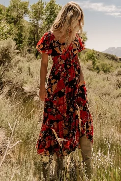 Sale Baltic Born Suzy Maxi Dress | Black + Red Multi Black+RedMulti
