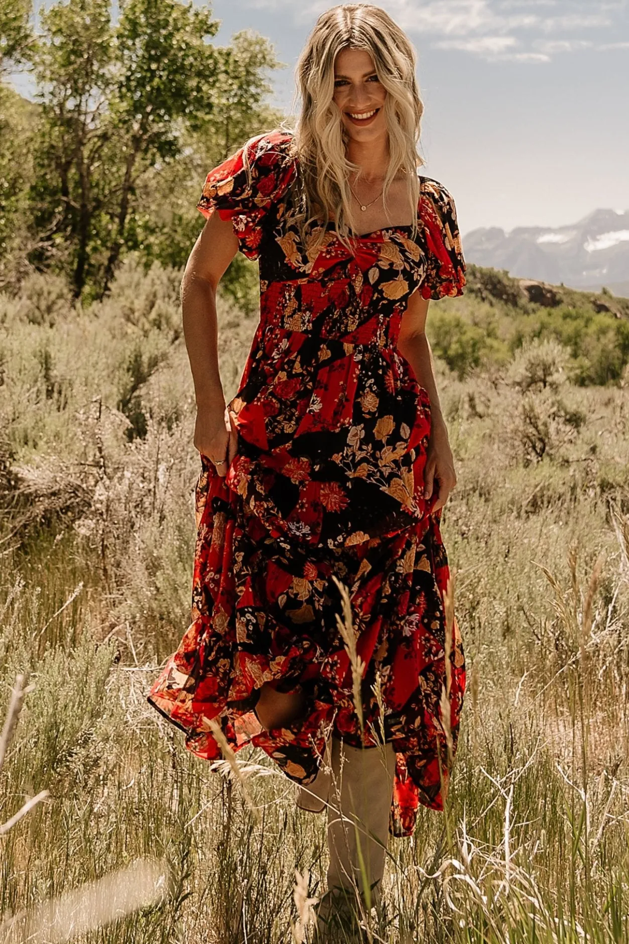 Sale Baltic Born Suzy Maxi Dress | Black + Red Multi Black+RedMulti