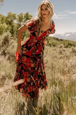 Sale Baltic Born Suzy Maxi Dress | Black + Red Multi Black+RedMulti