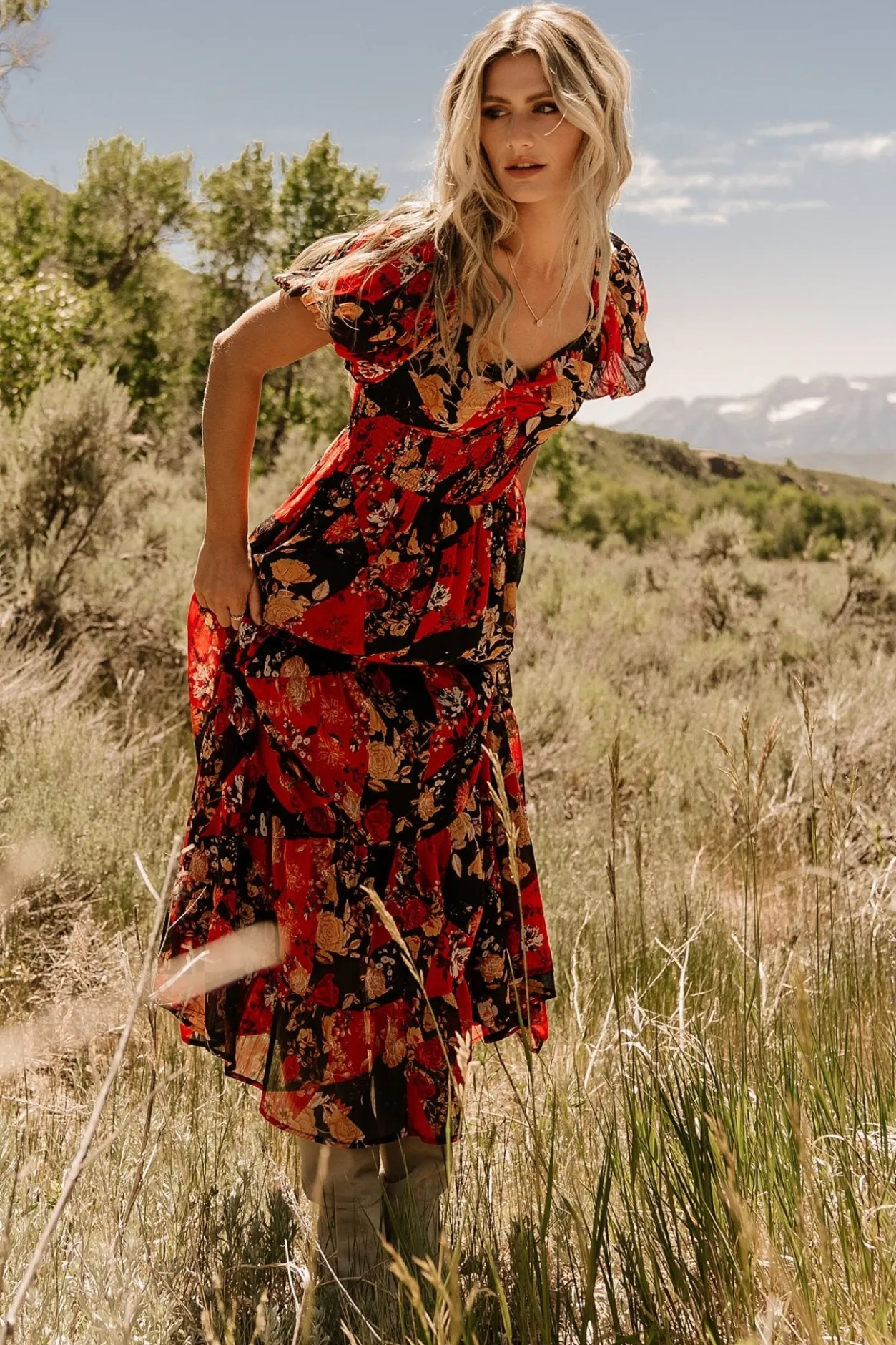 Sale Baltic Born Suzy Maxi Dress | Black + Red Multi Black+RedMulti