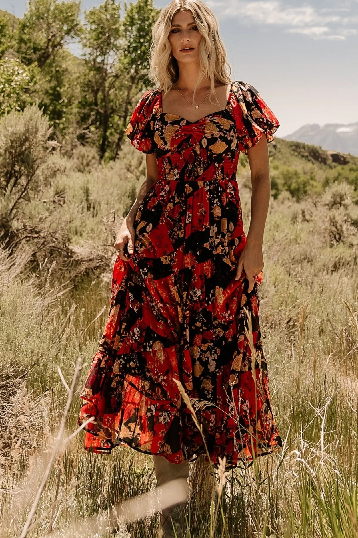 Sale Baltic Born Suzy Maxi Dress | Black + Red Multi Black+RedMulti