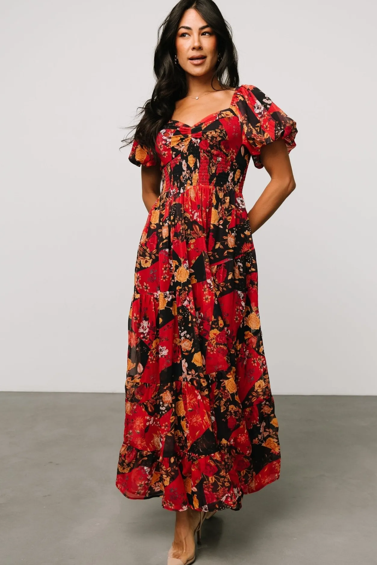 Sale Baltic Born Suzy Maxi Dress | Black + Red Multi Black+RedMulti