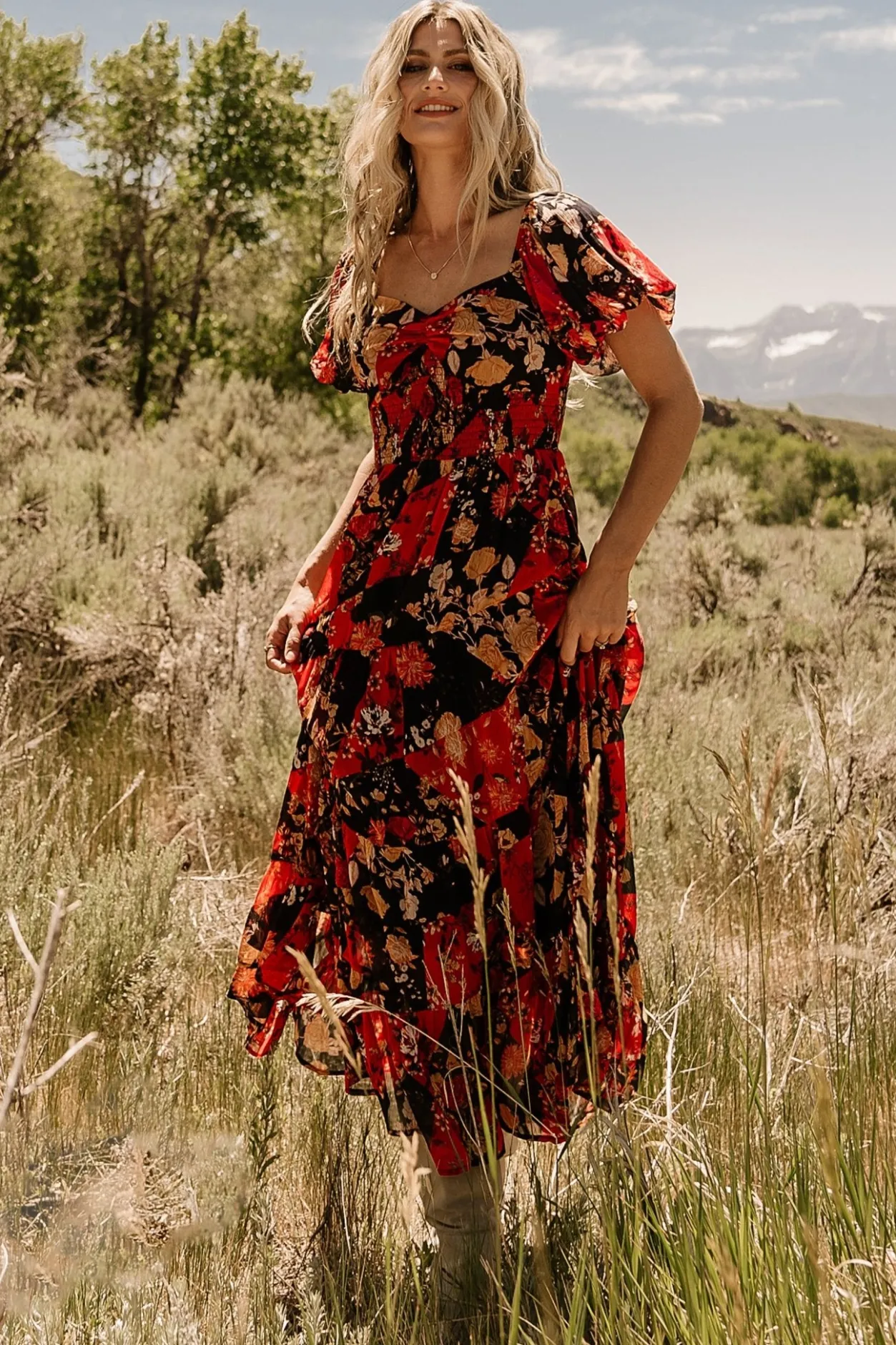 Sale Baltic Born Suzy Maxi Dress | Black + Red Multi Black+RedMulti