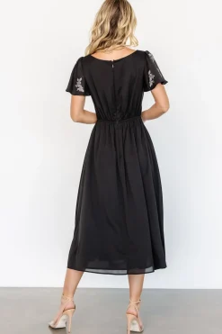 Best Baltic Born Swan Bead Embroidered Midi Dress | Black