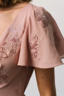 Clearance Baltic Born Swan Bead Embroidered Midi Dress | Dusty Rose DustyRose