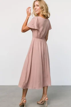Clearance Baltic Born Swan Bead Embroidered Midi Dress | Dusty Rose DustyRose