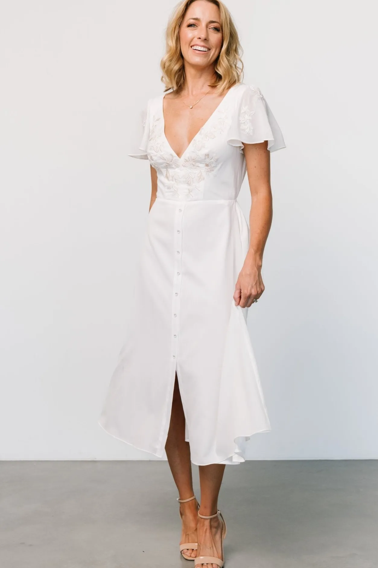 Best Baltic Born Swan Bead Embroidered Midi Dress | Off White OffWhite