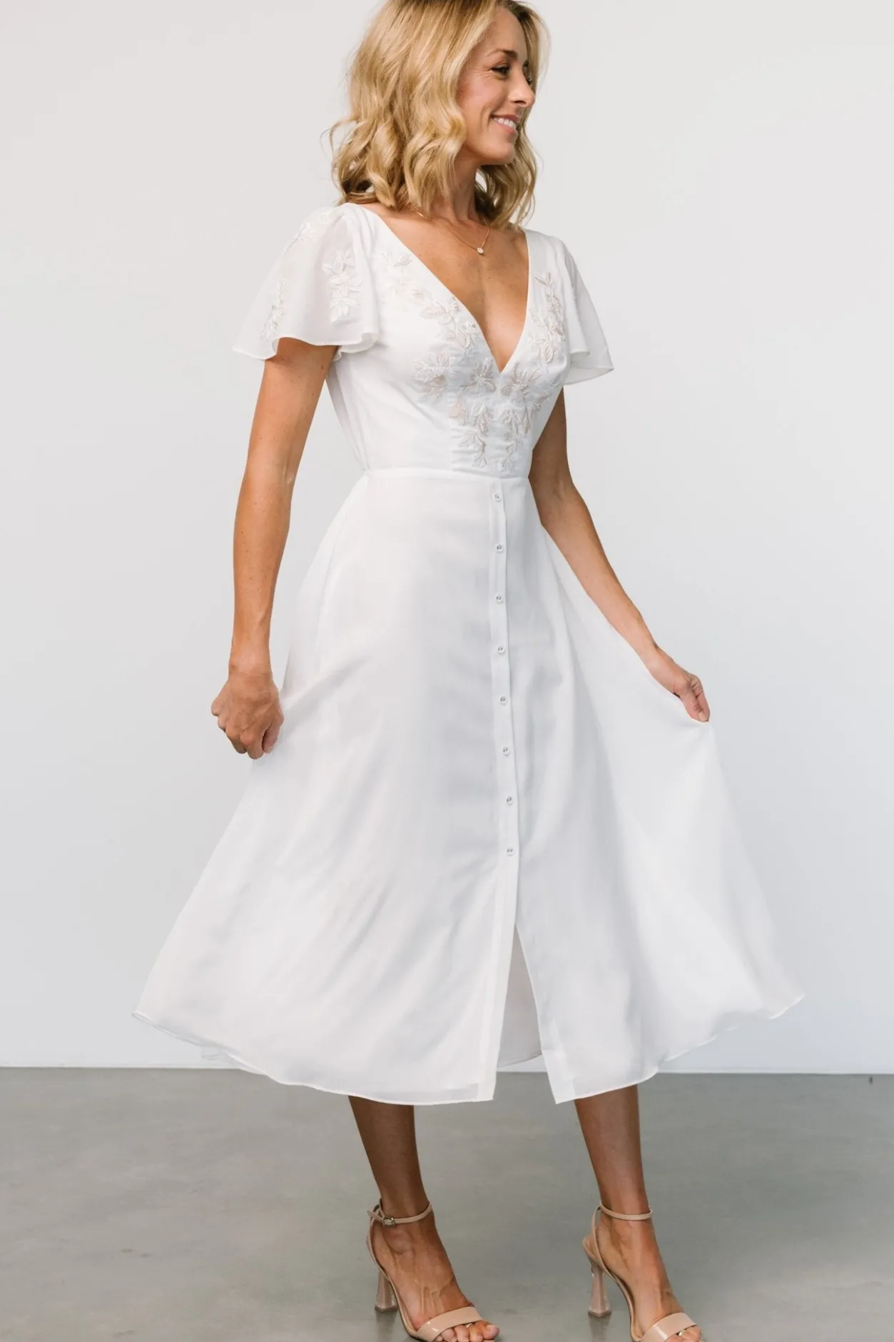 Best Baltic Born Swan Bead Embroidered Midi Dress | Off White OffWhite