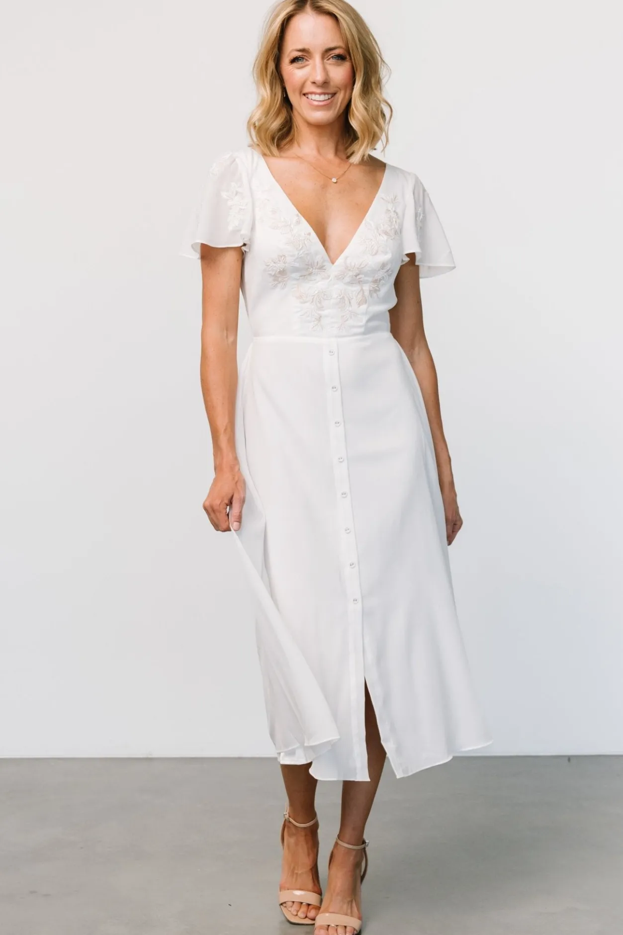 Best Baltic Born Swan Bead Embroidered Midi Dress | Off White OffWhite