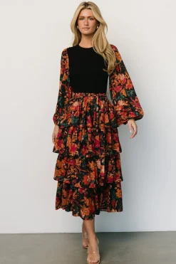 Sale Baltic Born Sylvie Tiered Midi Dress | Black Multi BlackMulti