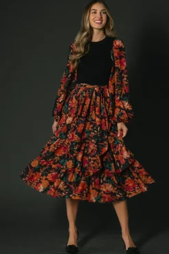 Sale Baltic Born Sylvie Tiered Midi Dress | Black Multi BlackMulti