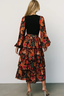 Sale Baltic Born Sylvie Tiered Midi Dress | Black Multi BlackMulti
