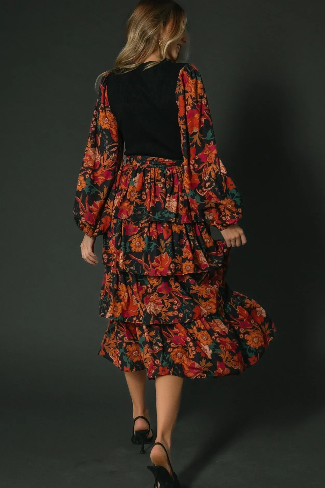 Sale Baltic Born Sylvie Tiered Midi Dress | Black Multi BlackMulti