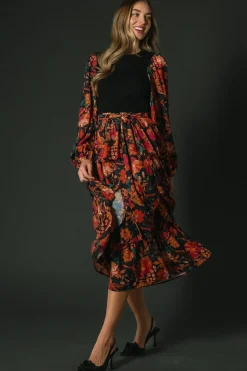Sale Baltic Born Sylvie Tiered Midi Dress | Black Multi BlackMulti