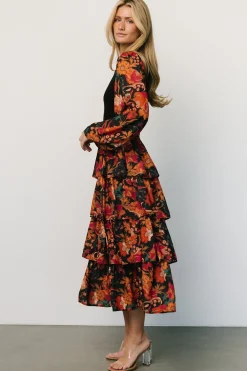 Sale Baltic Born Sylvie Tiered Midi Dress | Black Multi BlackMulti