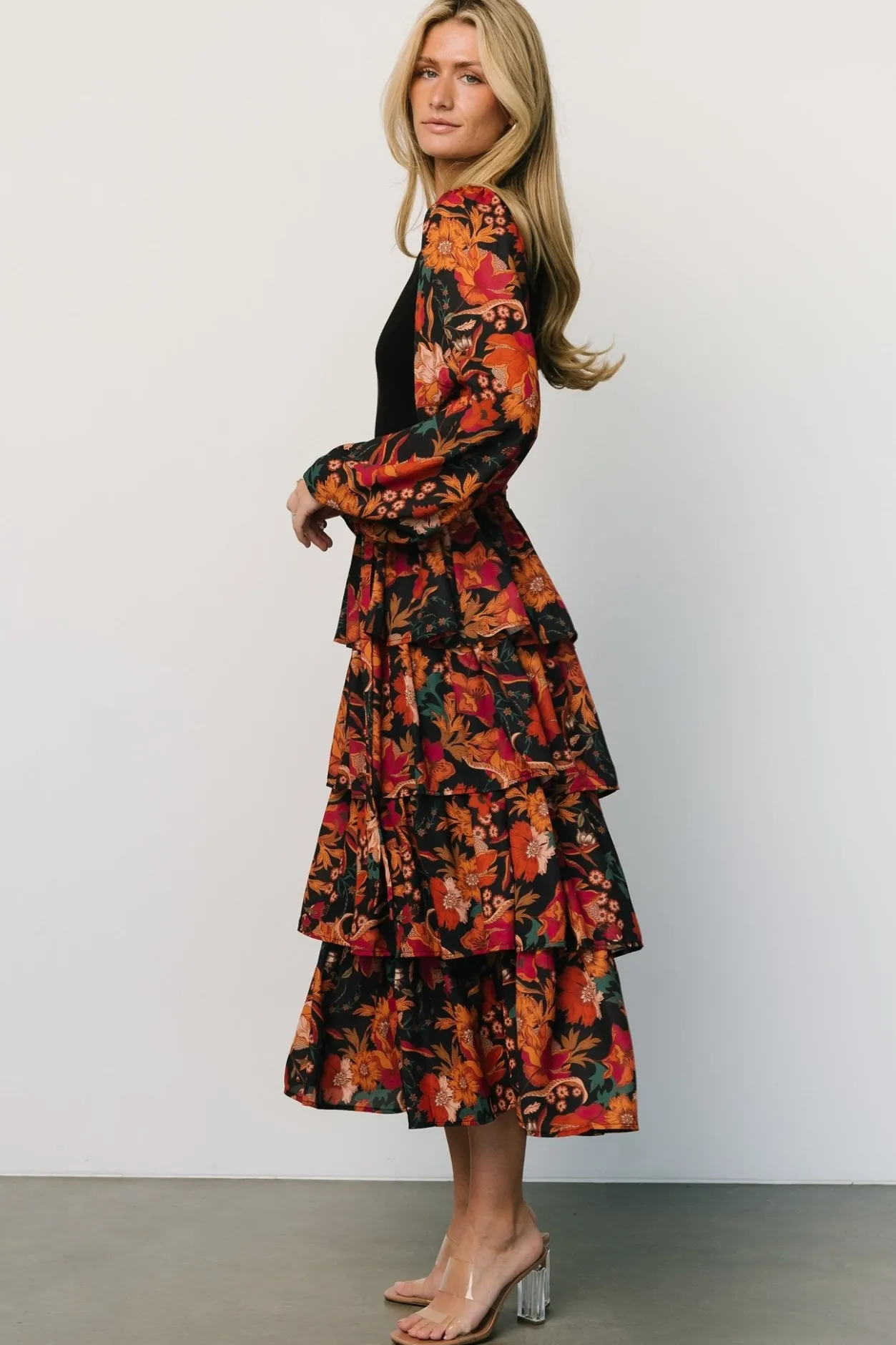 Sale Baltic Born Sylvie Tiered Midi Dress | Black Multi BlackMulti