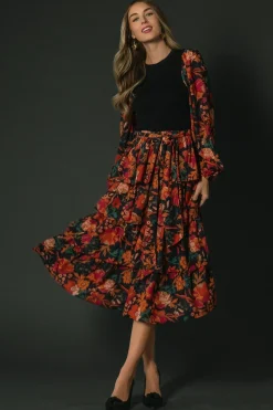 Sale Baltic Born Sylvie Tiered Midi Dress | Black Multi BlackMulti