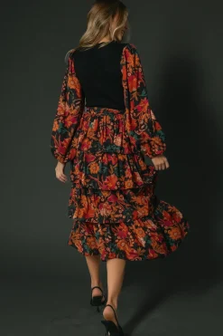 Sale Baltic Born Sylvie Tiered Midi Dress | Black Multi BlackMulti