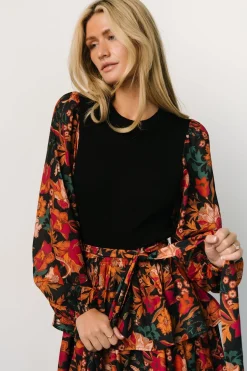 Sale Baltic Born Sylvie Tiered Midi Dress | Black Multi BlackMulti