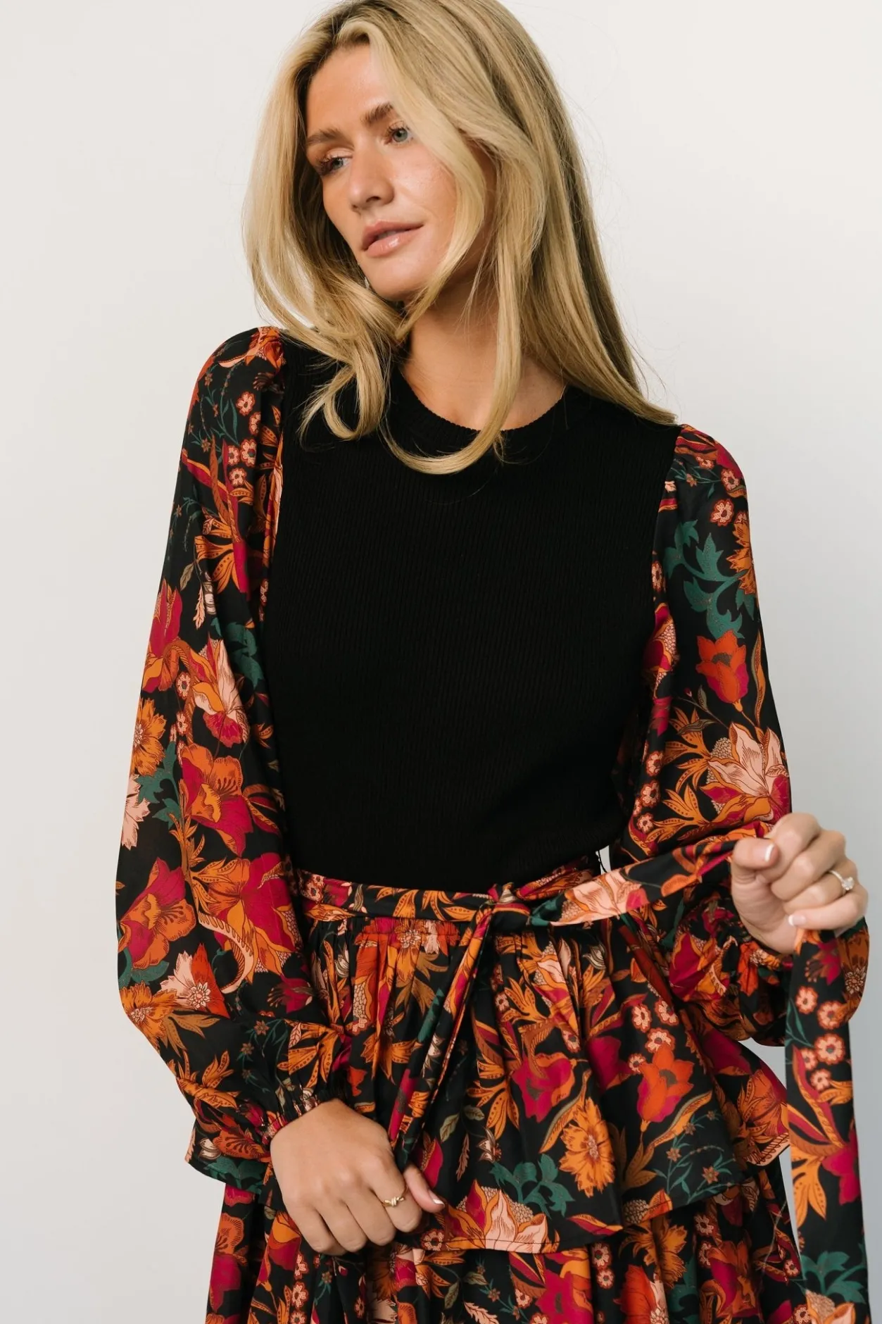 Sale Baltic Born Sylvie Tiered Midi Dress | Black Multi BlackMulti