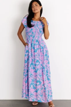 Outlet Baltic Born Tabitha Open Back Maxi Dress | Blue + Pink Blue+Pink