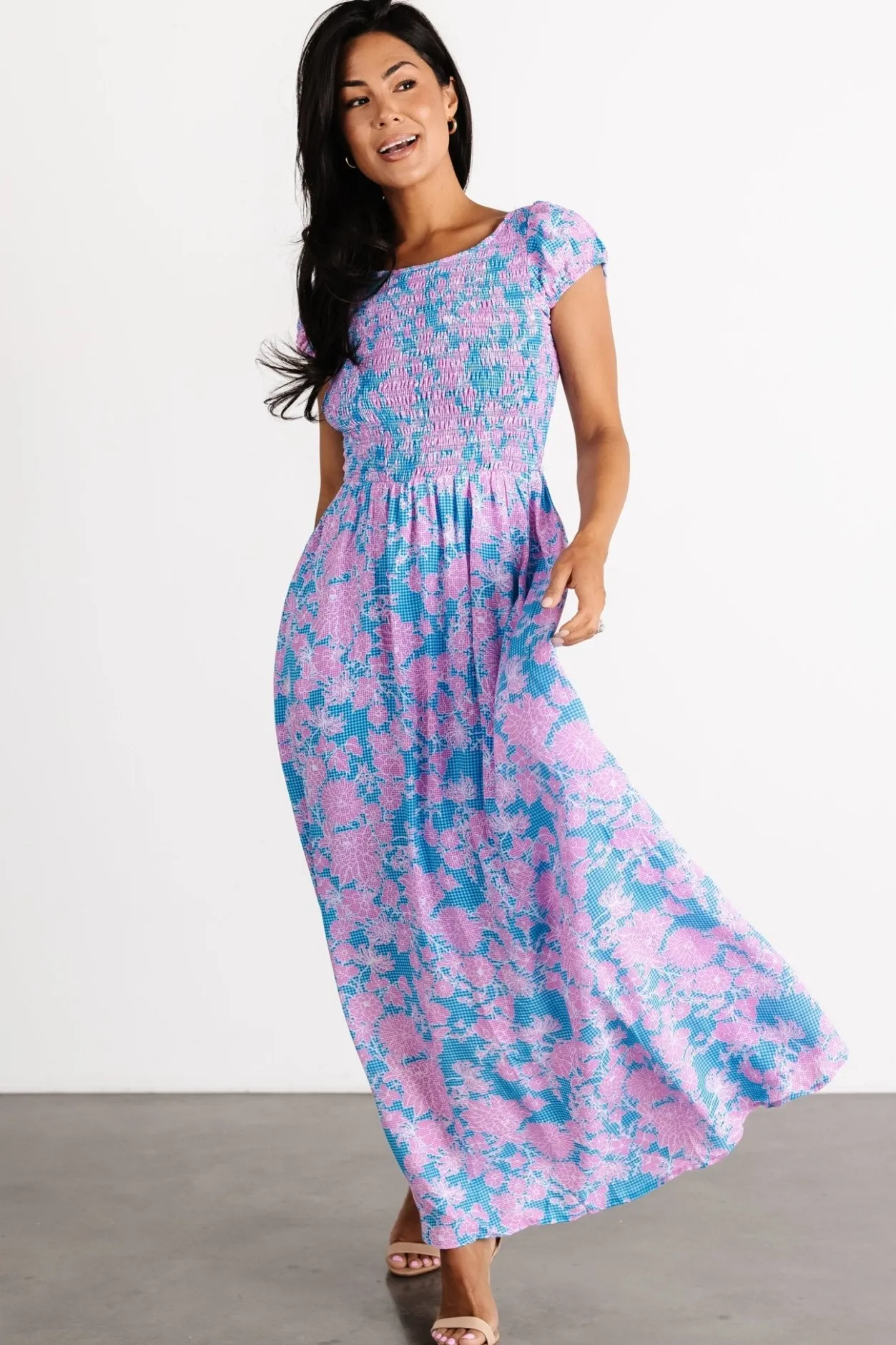 Outlet Baltic Born Tabitha Open Back Maxi Dress | Blue + Pink Blue+Pink