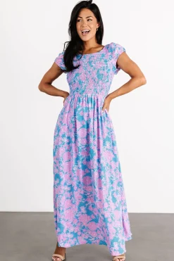 Outlet Baltic Born Tabitha Open Back Maxi Dress | Blue + Pink Blue+Pink