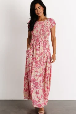 New Baltic Born Tabitha Open Back Maxi Dress | Yellow + Coral Yellow+Coral