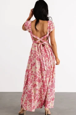 New Baltic Born Tabitha Open Back Maxi Dress | Yellow + Coral Yellow+Coral